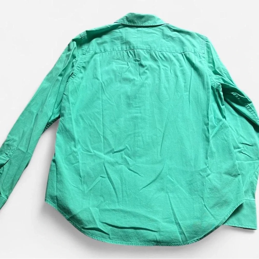 Lauren Ralph Lauren Polo Blouse Green Solid Stretch Button Up - Picture 2 of 7